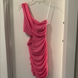 Elegant Pink One-Shoulder Dress